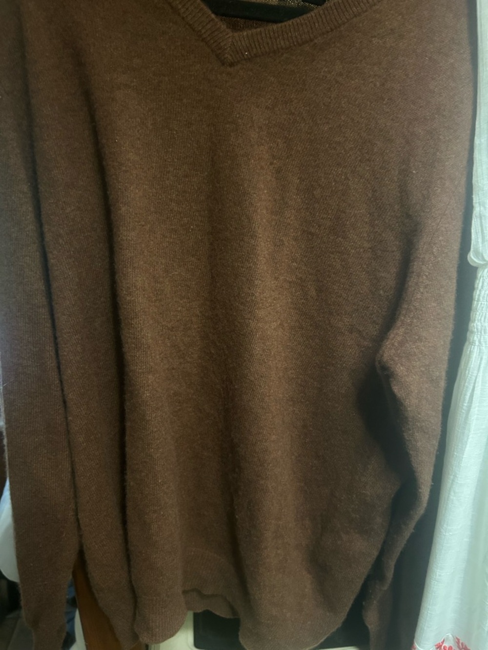 V-Neck Brown Cashmere Sweater size large